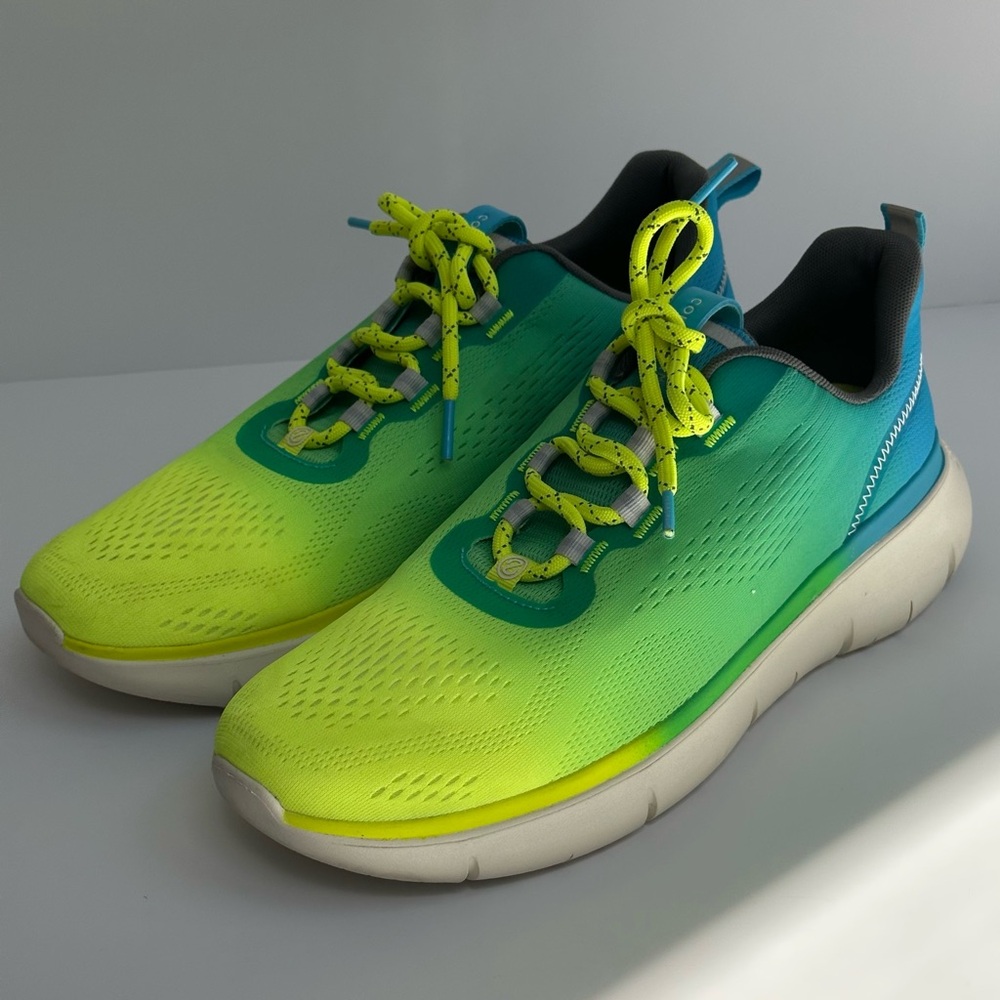 Cole Haan mens Zerogrand Journey Runner Sneaker, Cyan Blue/Lime Green Sz11
